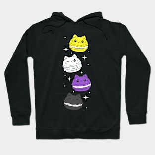 Non Binary Pride Flag Nonbinary Cat Enby Macaron Hoodie